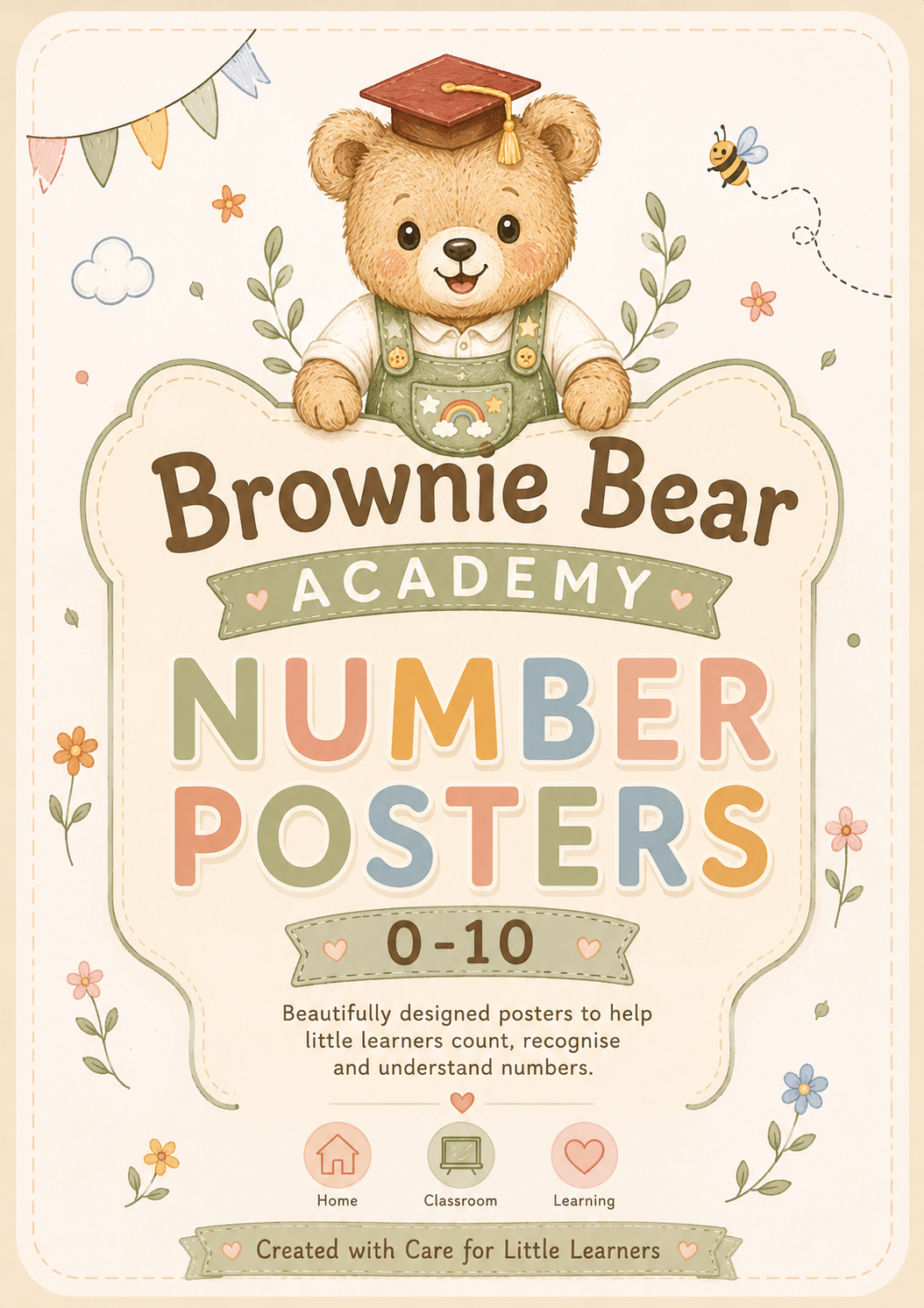 Brownie Bear Number Posters 0–10 | Free Digital Download